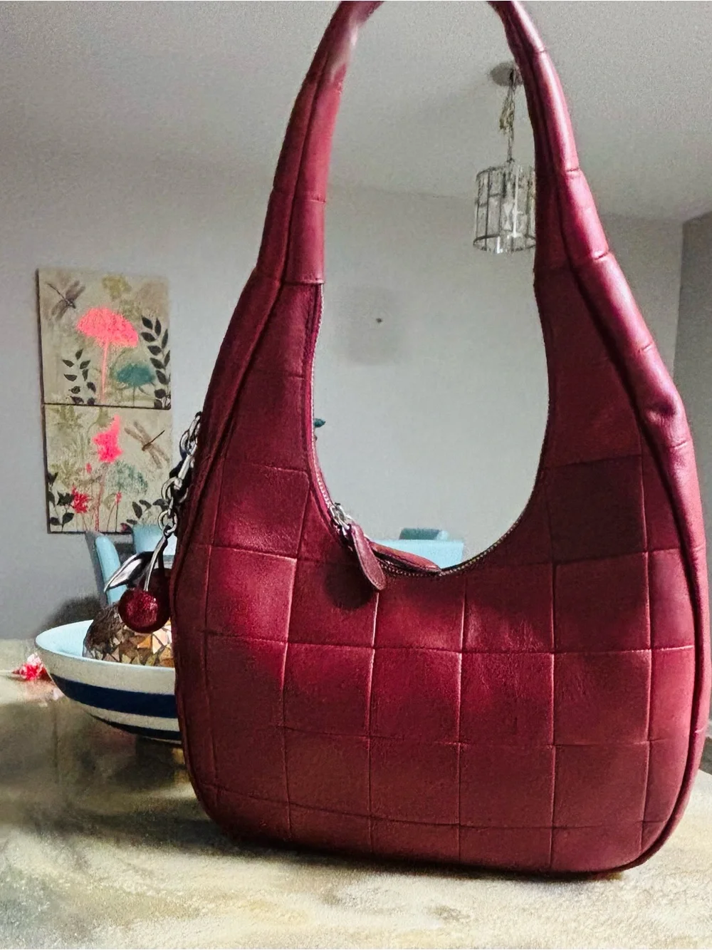 Coach Coachtopia Alter/Ego Crescent Shoulder Bag Dark Ruby CCM62 Quilted Hobo